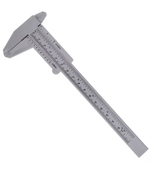 Штангельциркуль для брів пластиковий зі сталевим стрижнем (сірий), 150мл